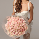 50 Pink Mondial Roses 60 cm